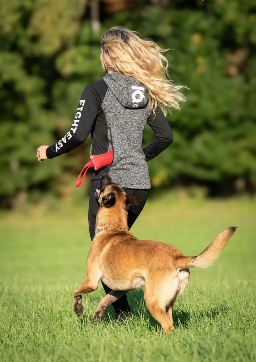 IQ Dogsport Women's Dog Training Zip Hoodie Train hard Grey 