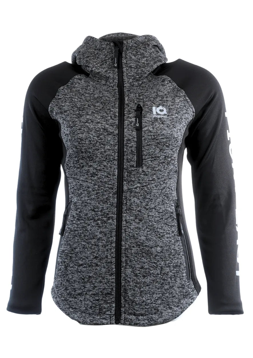 IQ Dogsport Women's Dog Training Zip Hoodie Train hard Grey front