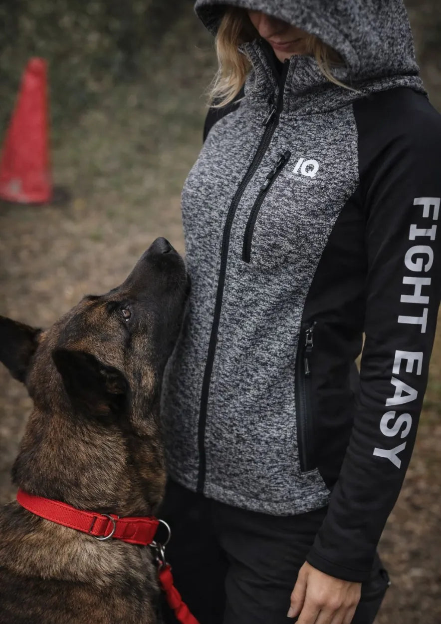 IQ Dogsport Women's Dog Training Zip Hoodie Train hard Grey lifestyle