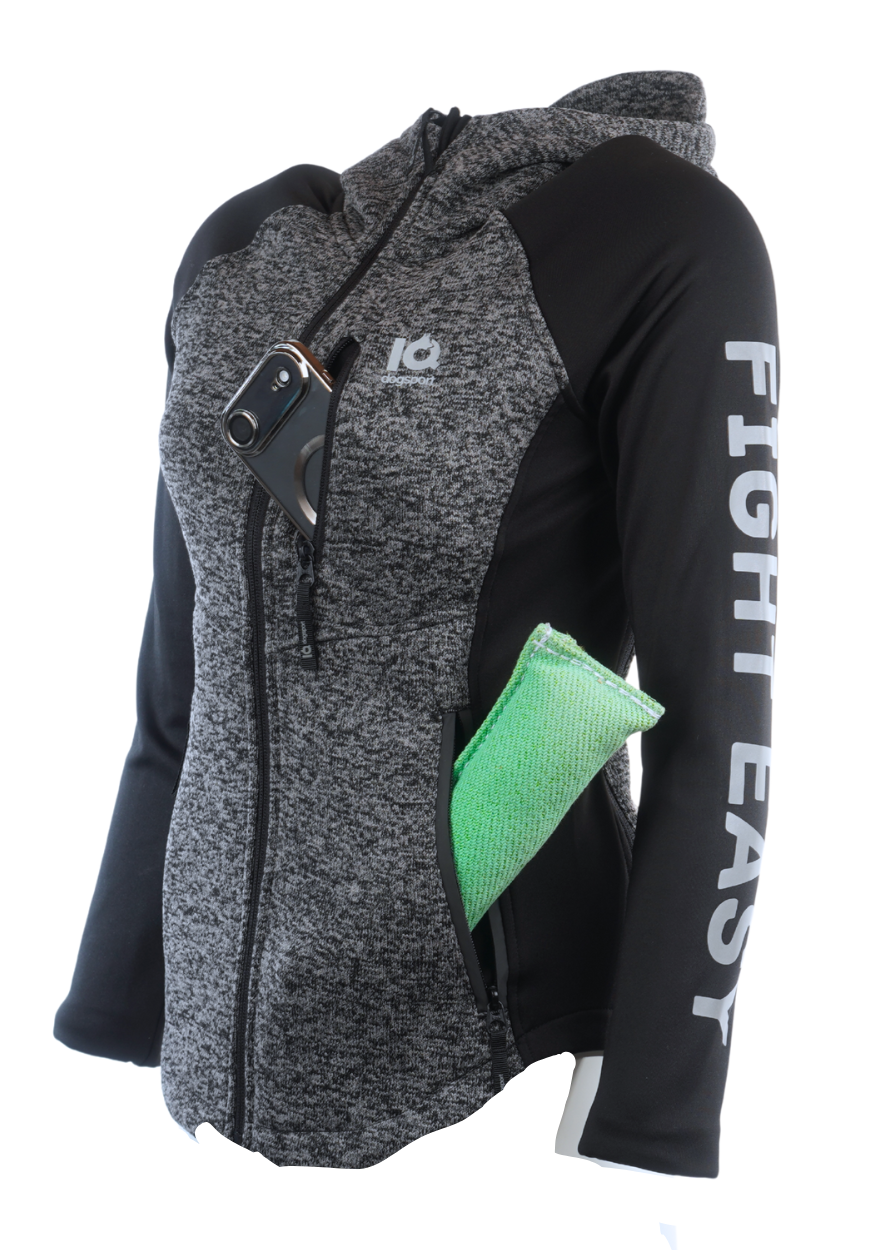 IQ Dogsport Women's Dog Training Zip Hoodie Train hard Grey 