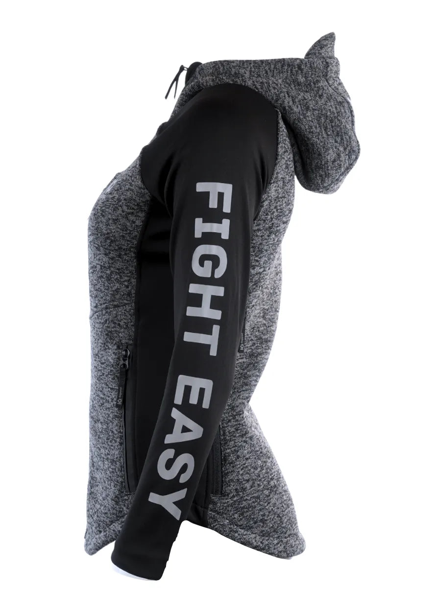 IQ Dogsport Women's Dog Training Zip Hoodie Train hard Grey side
