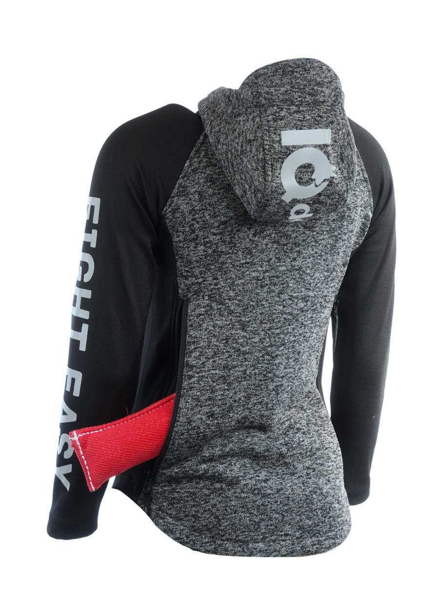 IQ Dogsport Women's Dog Training Zip Hoodie Train hard Grey toy
