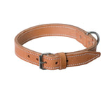 Leather Dog Collar light brown with stitching top