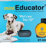 miniEducator dog training device packaging with a Dalmatian dog on a blue background