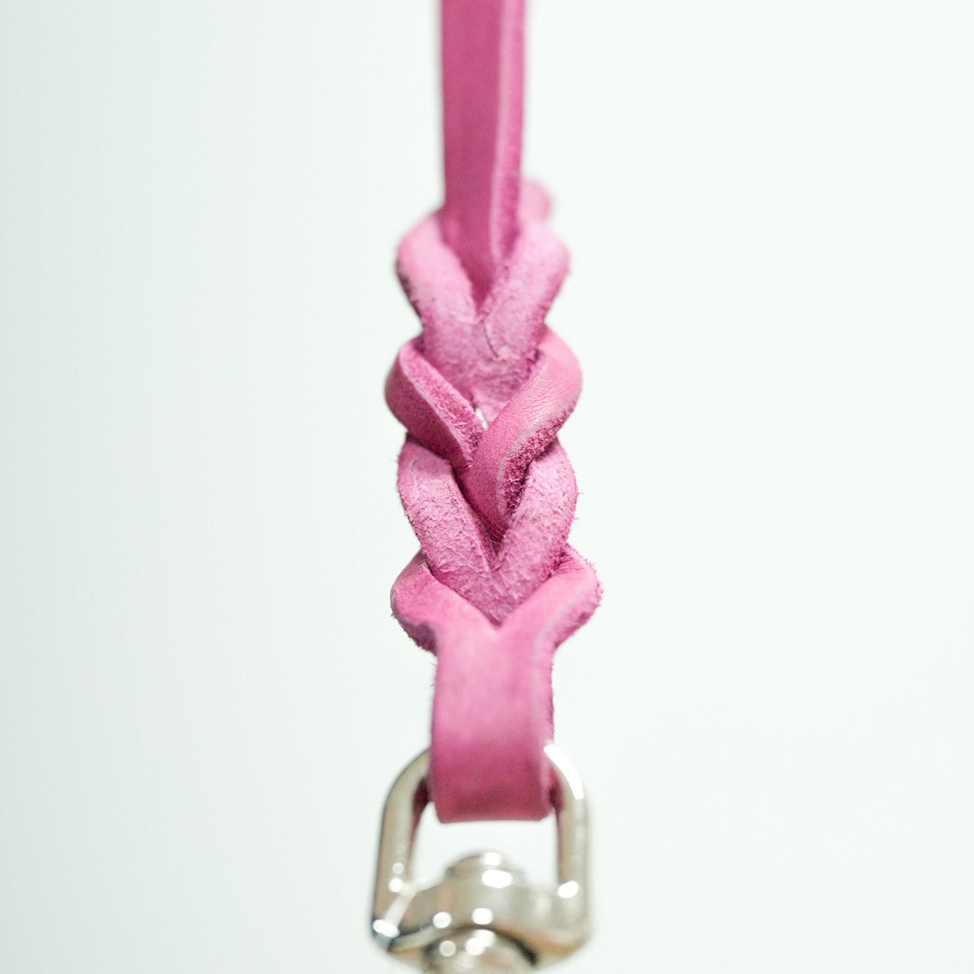 Pink Leather Leash stainless steel clip