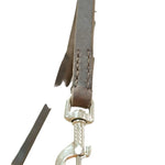Schweikert Adjustable Leather Lead with Ring brown hook close-up