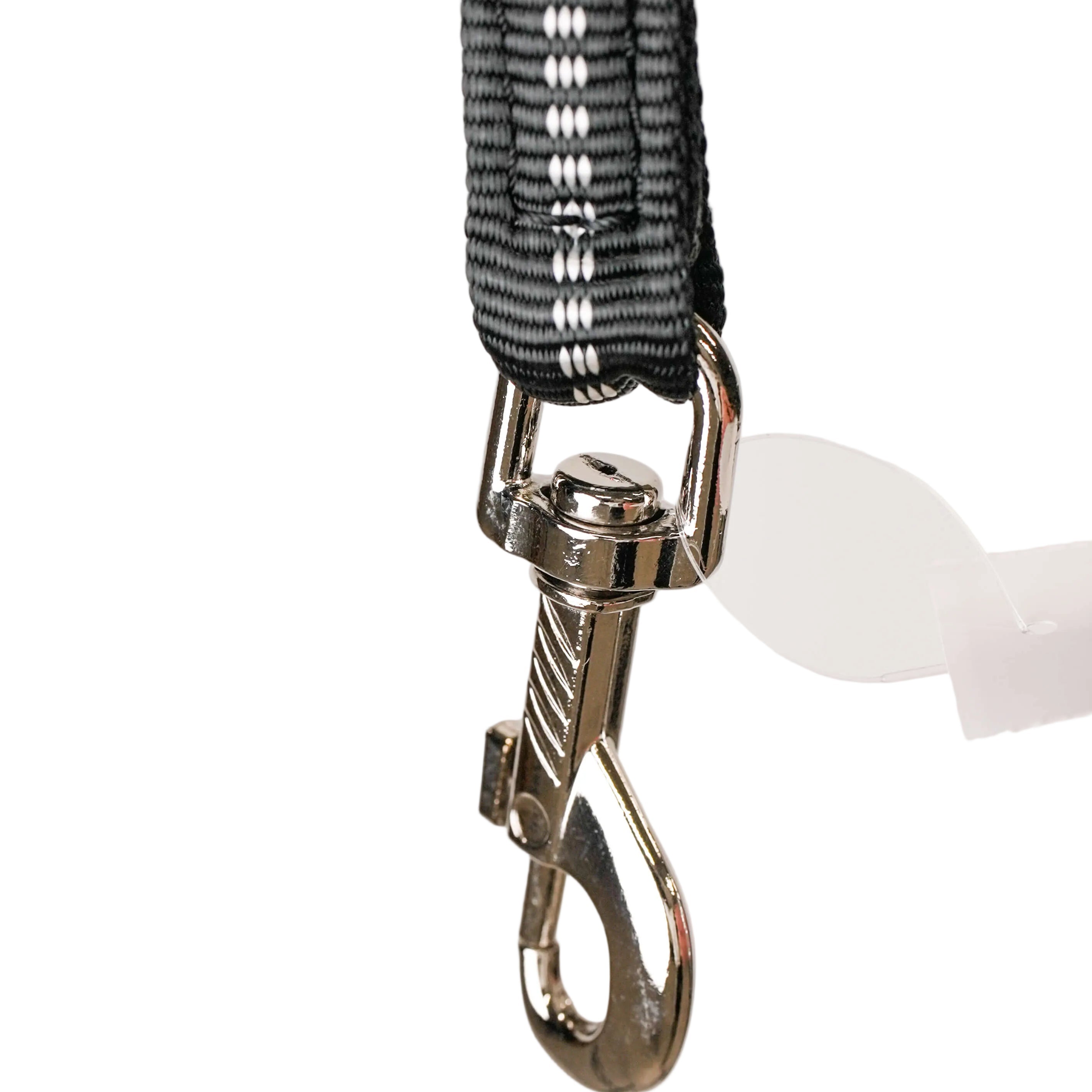 Schweikert Hose-Webbing Lead Black - White 19 mm with Loop Handle stainless steel hook