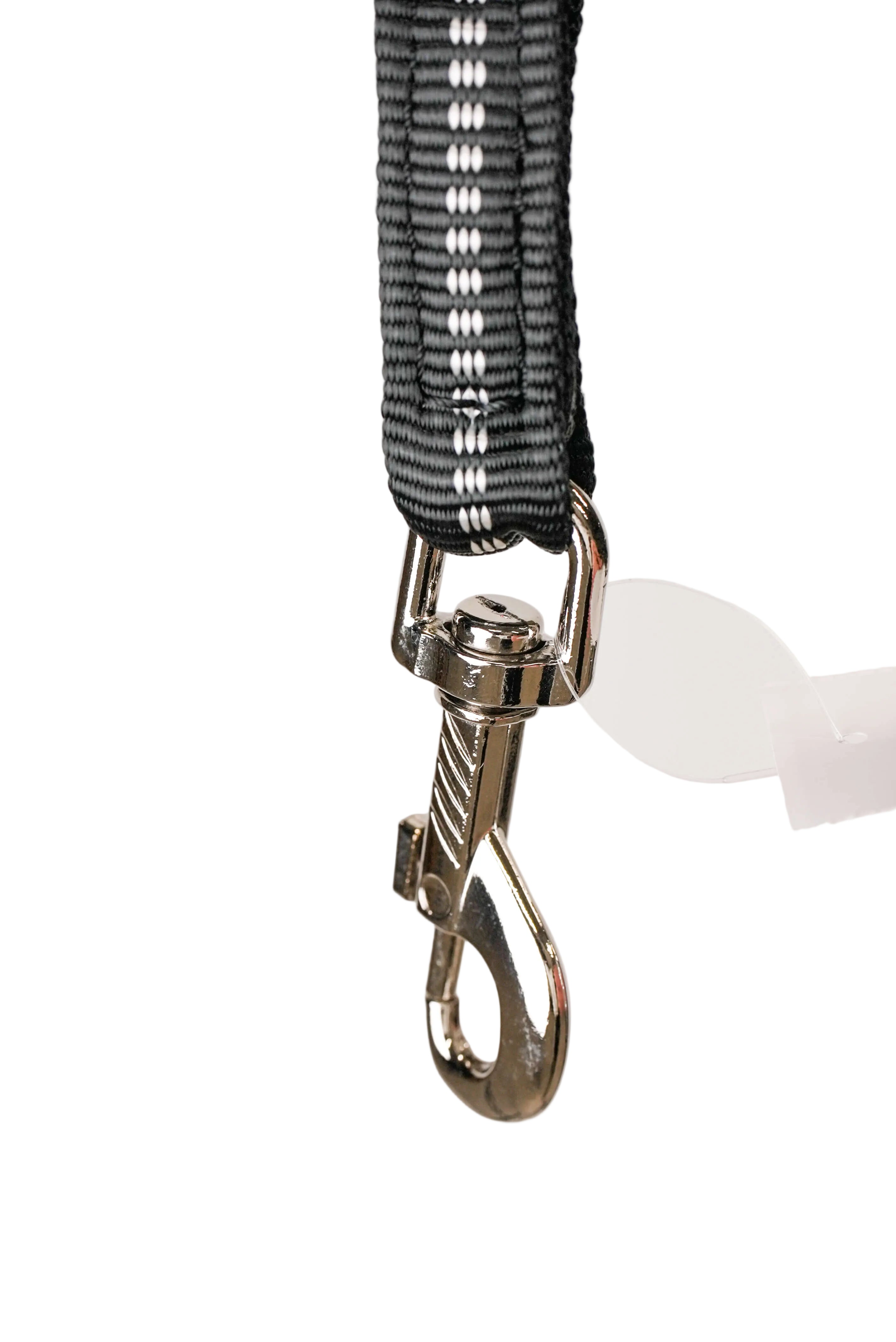 Schweikert Hose-Webbing Lead Black - White 19 mm with Loop Handle stainless steel hook