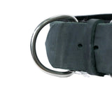 Schweikert Leather Dog Collar with Felt Padding 50 mm Black ring