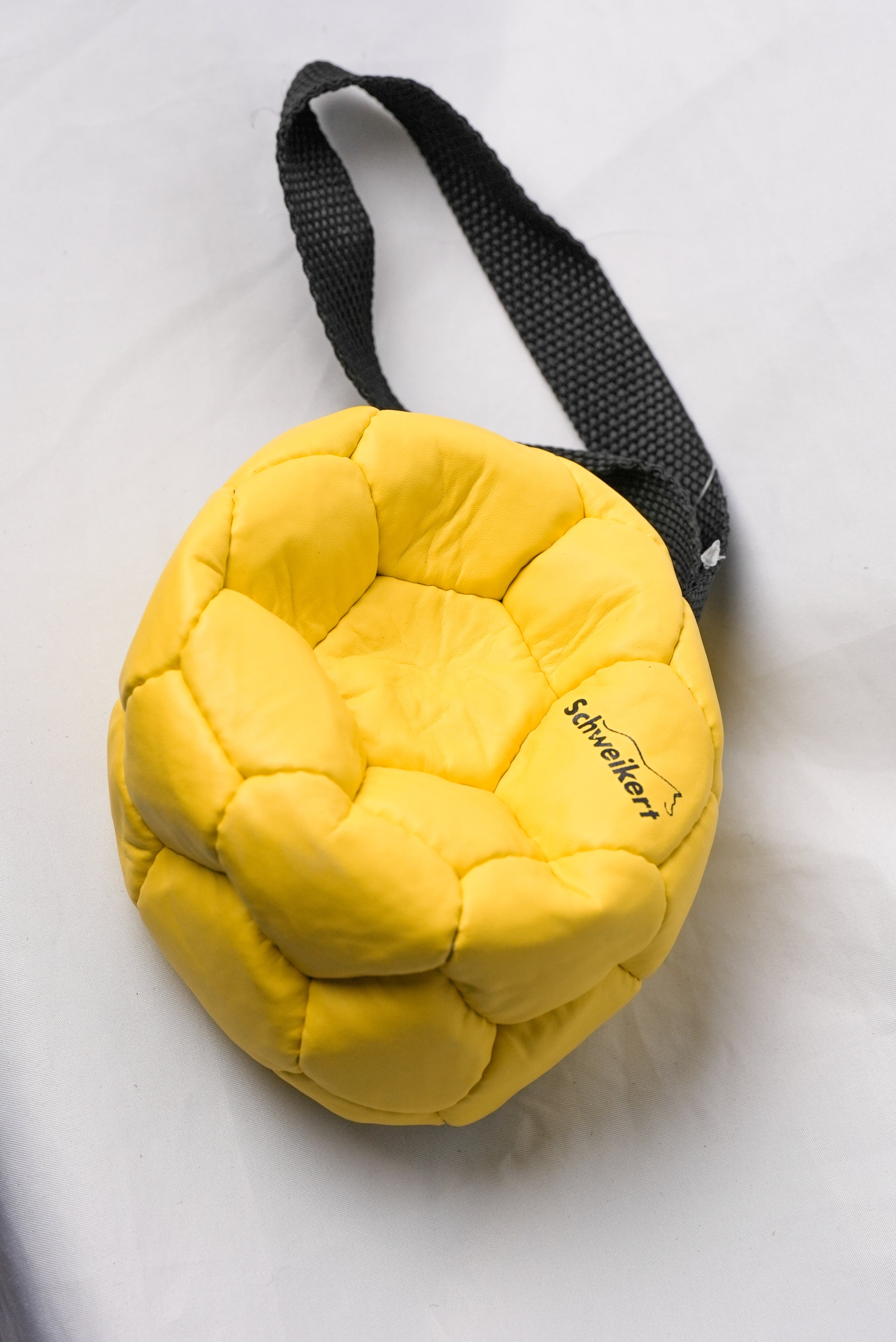 Schweikert Leather Football with Handle - Air-Filled yellow top