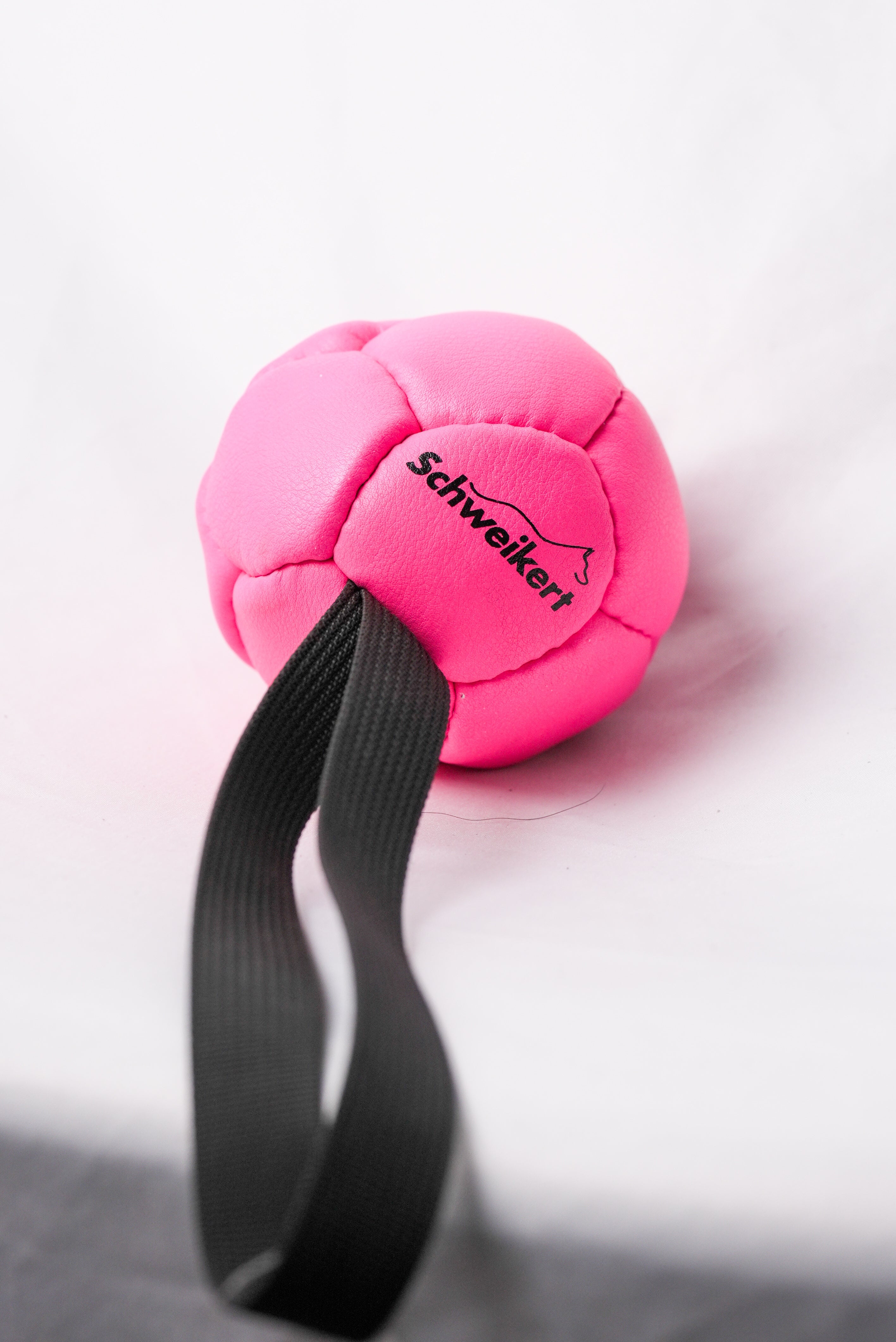 Schweikert Leather Football with Handle - Silicon-Filled 8cm pink side