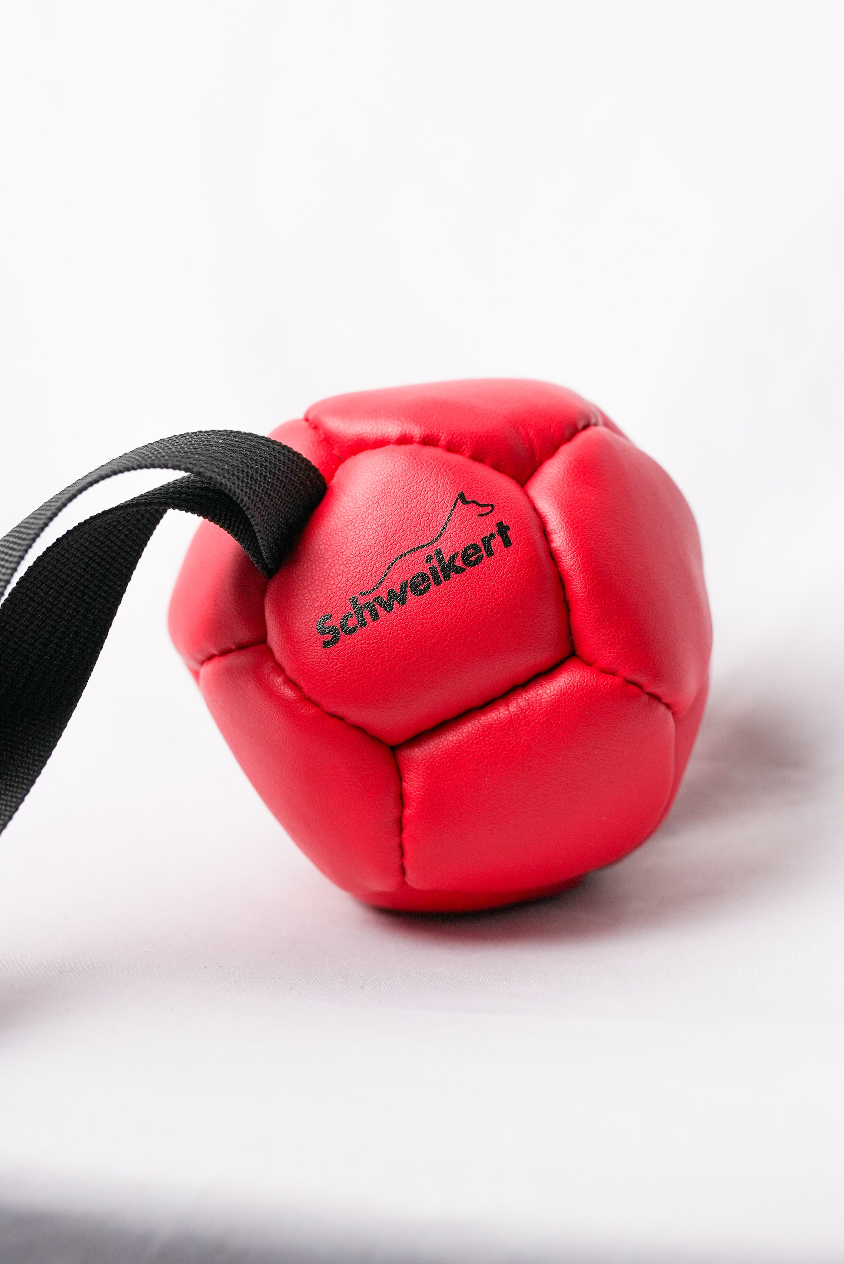 Schweikert Leather Football with Handle - Silicon-Filled 8cm red front