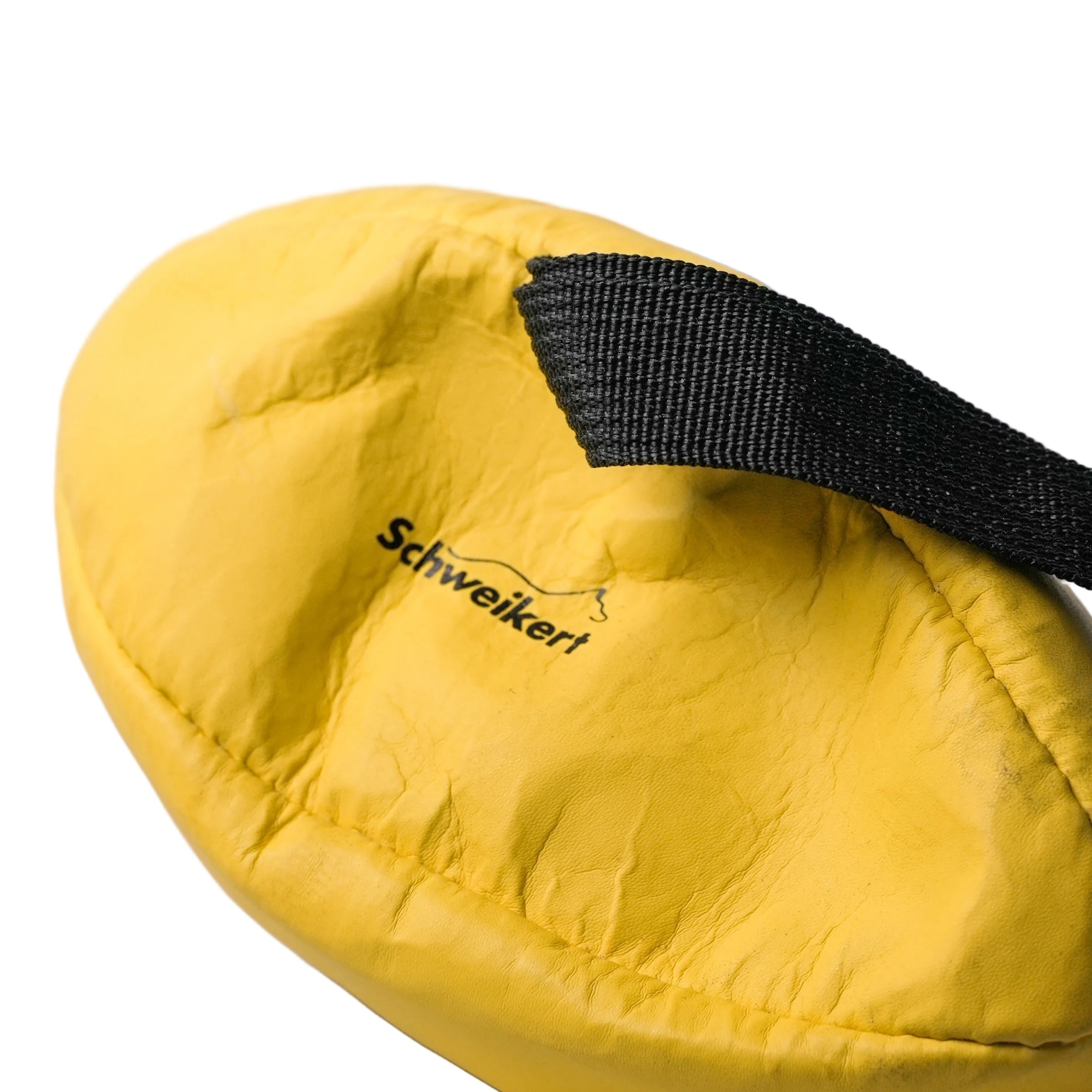 Schweikert Leather Rugby Ball with Handle - Air-Filled 20cm yellow