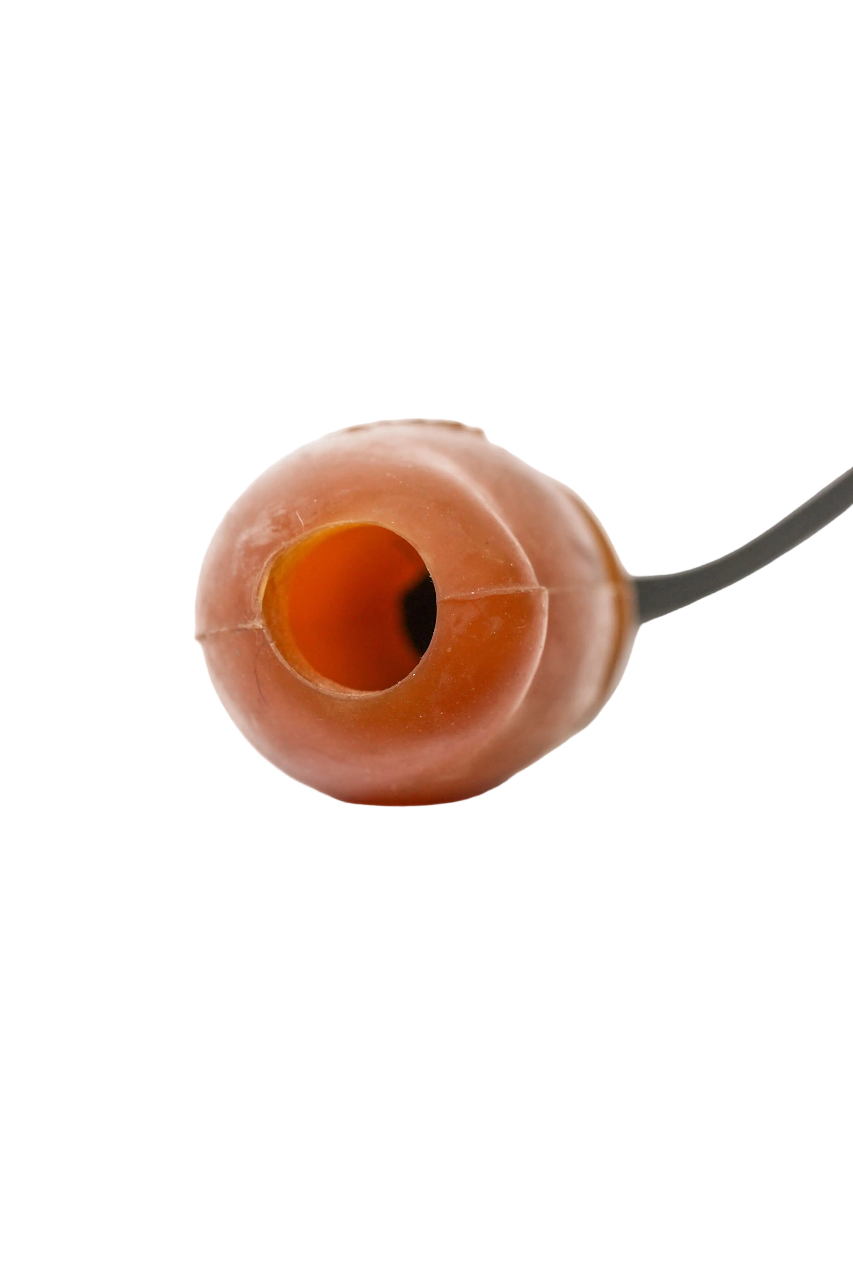 Schweikert Mango Tango Organic Natural Rubber Dog Toy on a String bottom profile