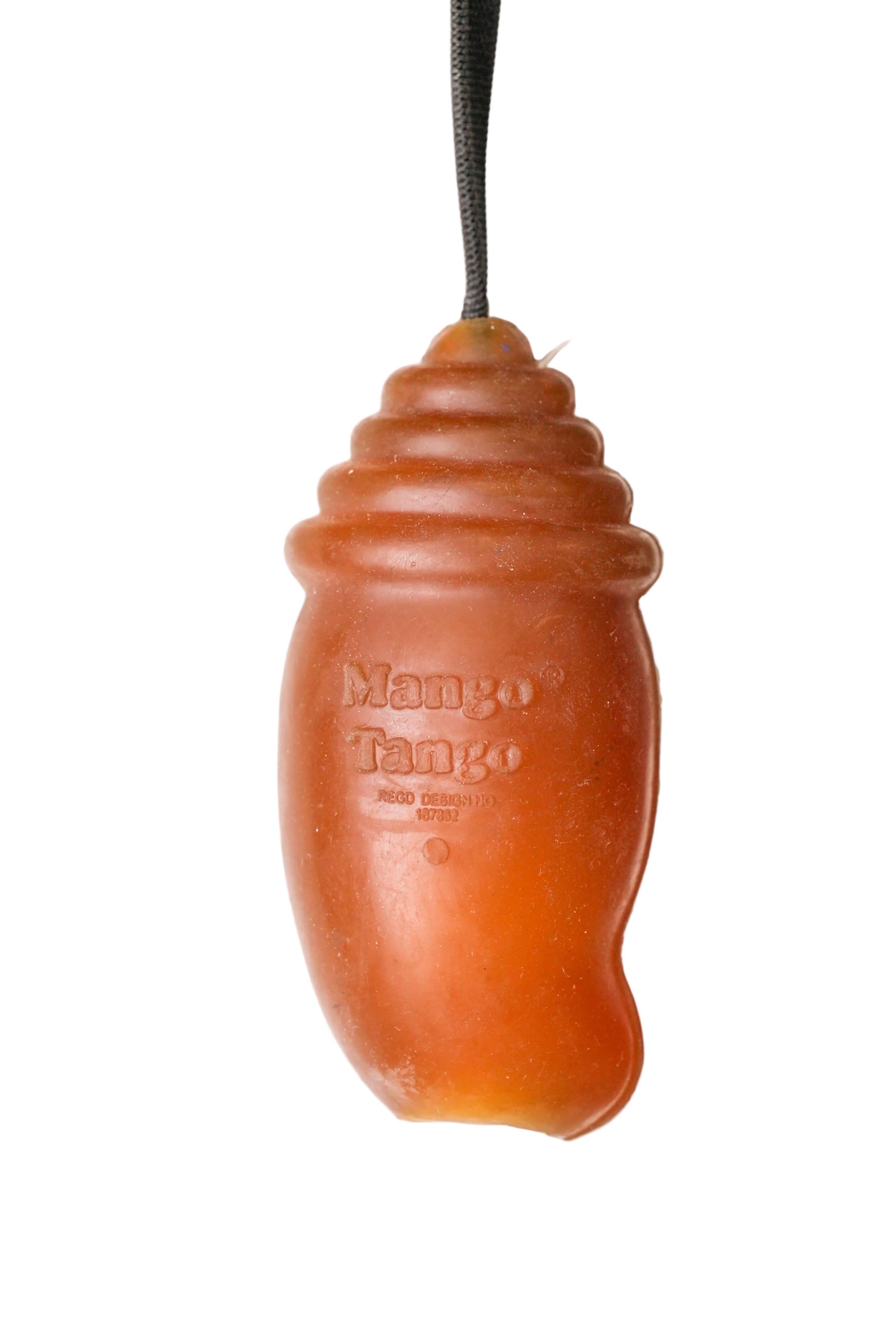 Schweikert Mango Tango Organic Natural Rubber Dog Toy on a String front