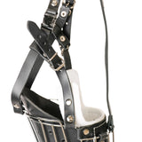 Schweikert Wire Muzzle with Leather Straps T0 for Belgian Malinois leather sraps close-up