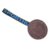 Sporthund Leather Puck Dog Tug Toy with Handle Brown