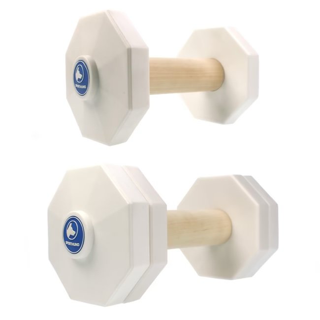 Sporthund Schutzhund / IGP Wood Dumbbell with Plastic Sides White