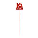 Red stick with a logo on a white background
