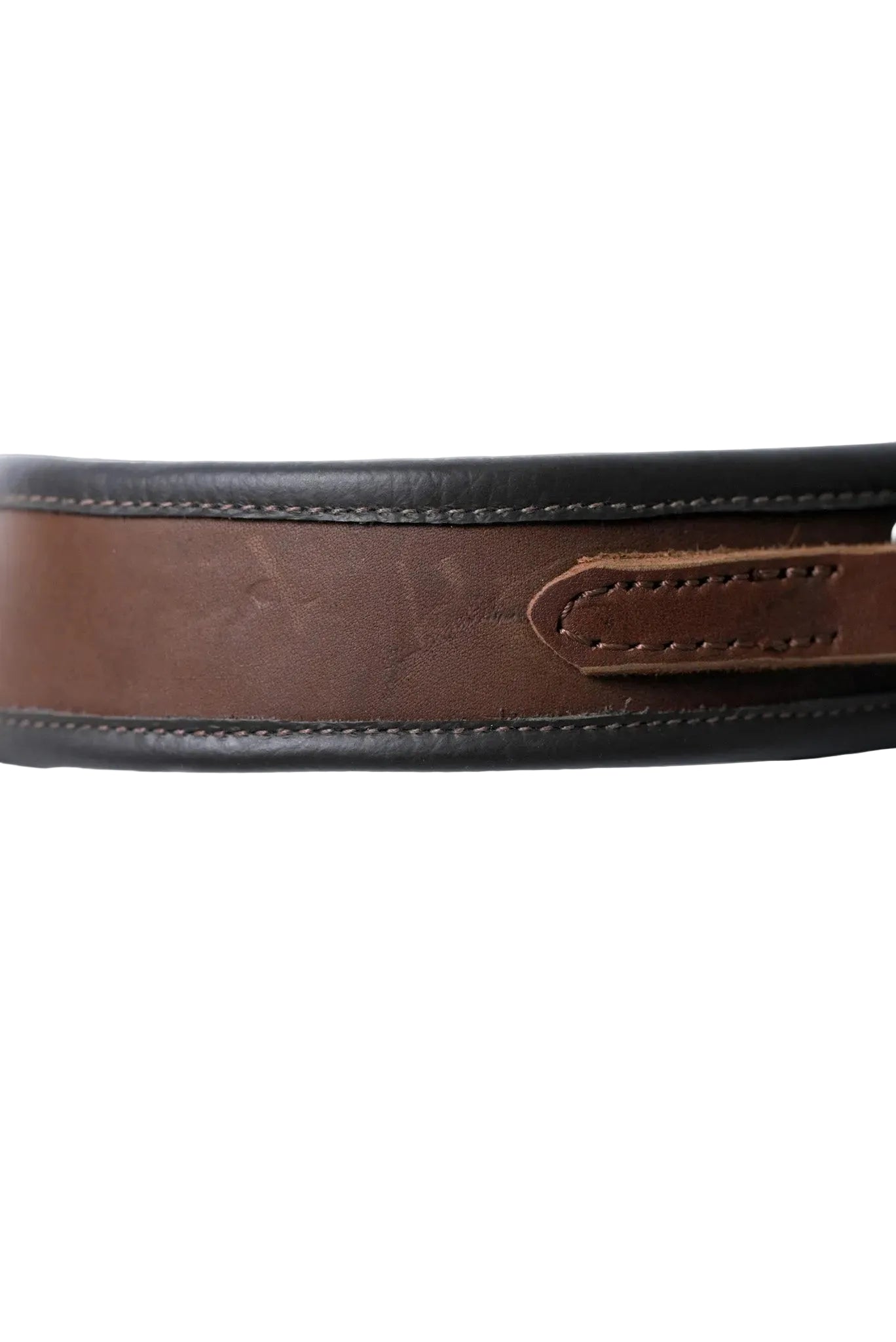 Leather Hunting Dog Collar with Brass Swivel Brown - Side