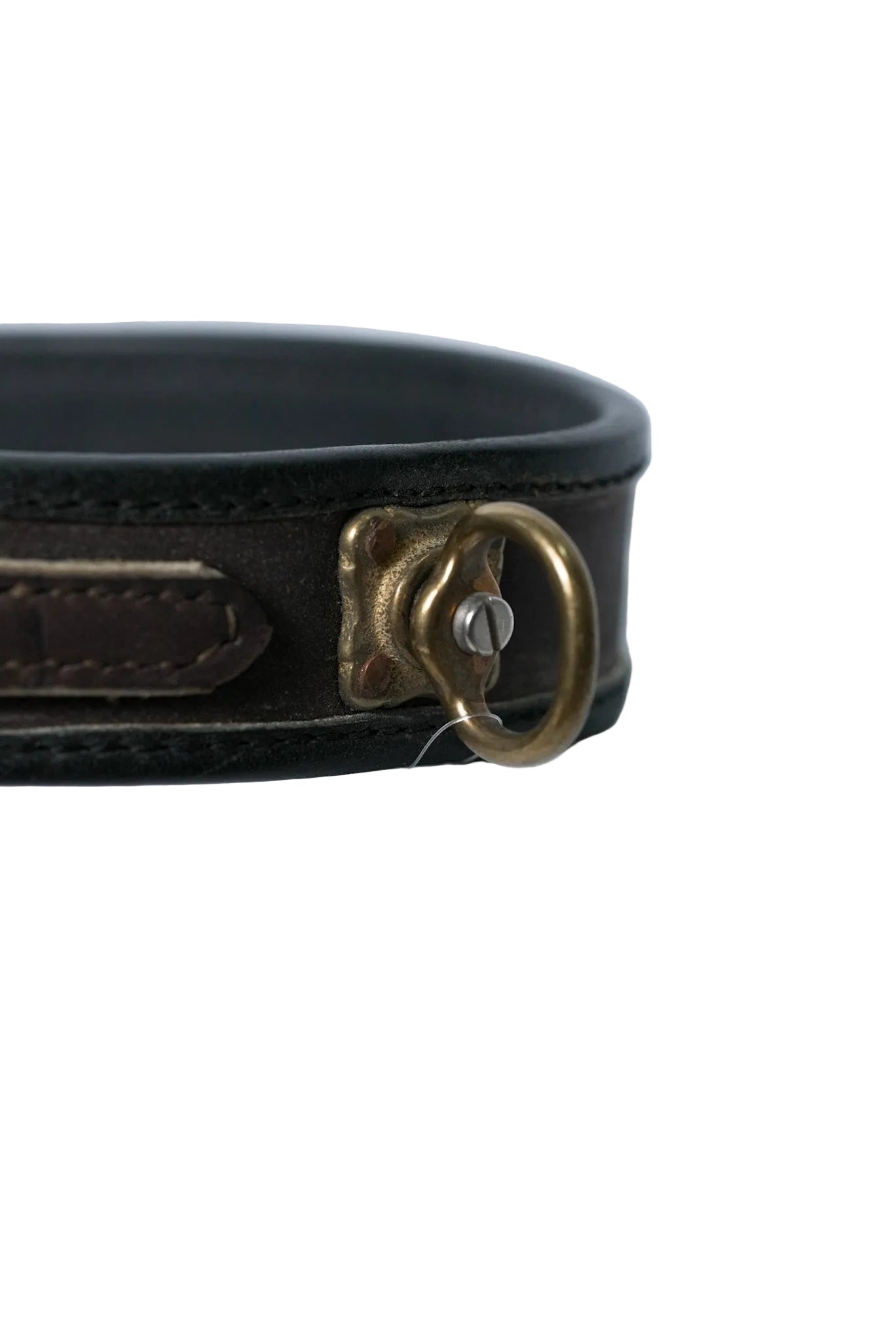 Leather Hunting Dog Collar with Brass Swivel Brown  Detail