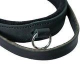 Schweikert leather dog collar with felt padding handle ring close-up